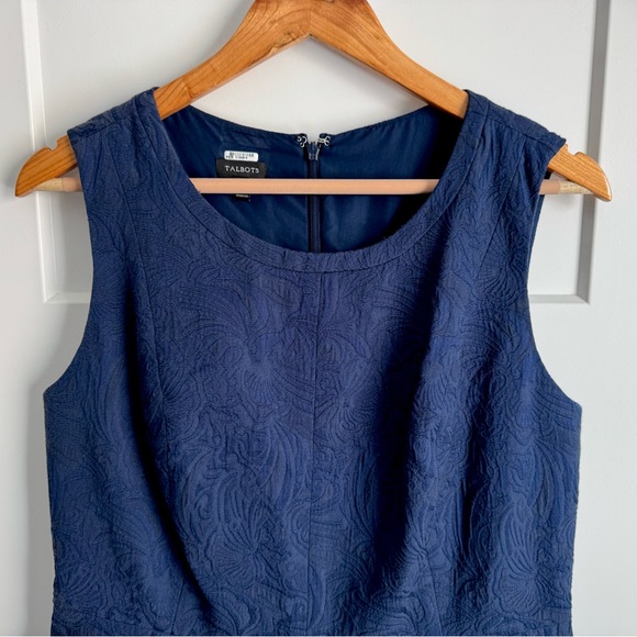 TALBOTS Women’s Brocade Navy Dress 10 - Picture 6 of 6